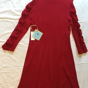 CeCe Glitz&Glamour Ribbon Red Knit Dress Size L